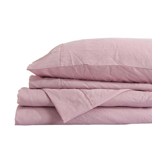Flax Linen Blend Sheet Set | Luxury Breathable Ultra Soft Bedding | King | Mauve