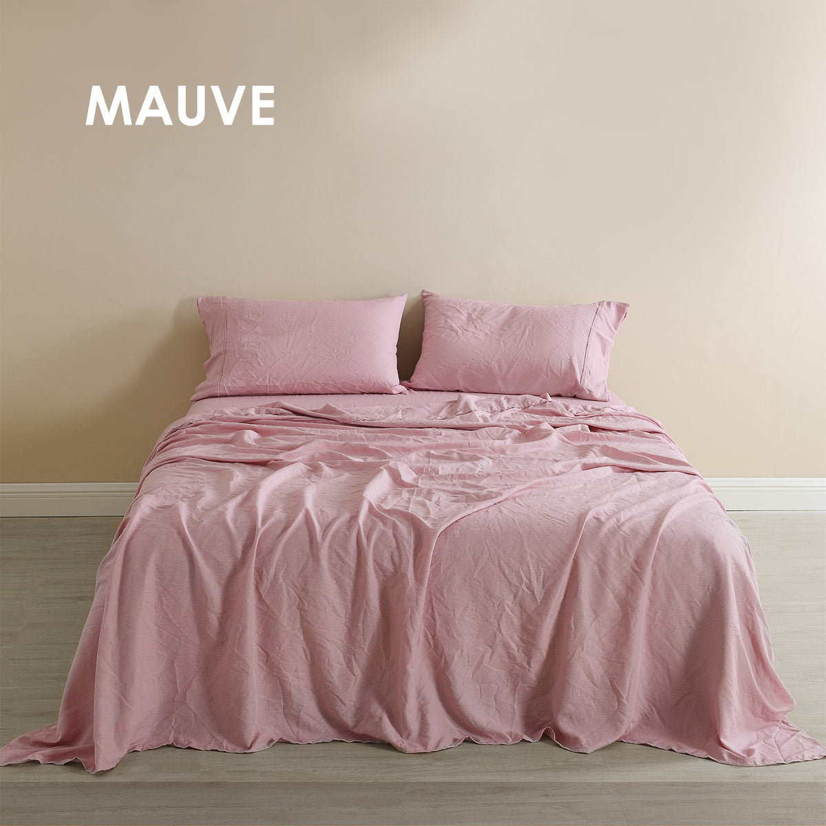 Flax Linen Blend Sheet Set | Luxury Breathable Ultra Soft Bedding | King | Mauve