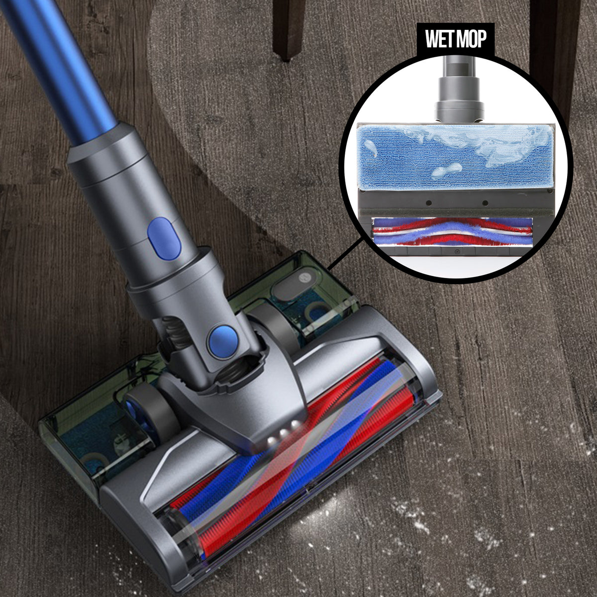 MyGenie H20 PRO Wet Mop 2-IN-1 Cordless Stick Vacuum Cleaner | Handheld Recharge | Blue