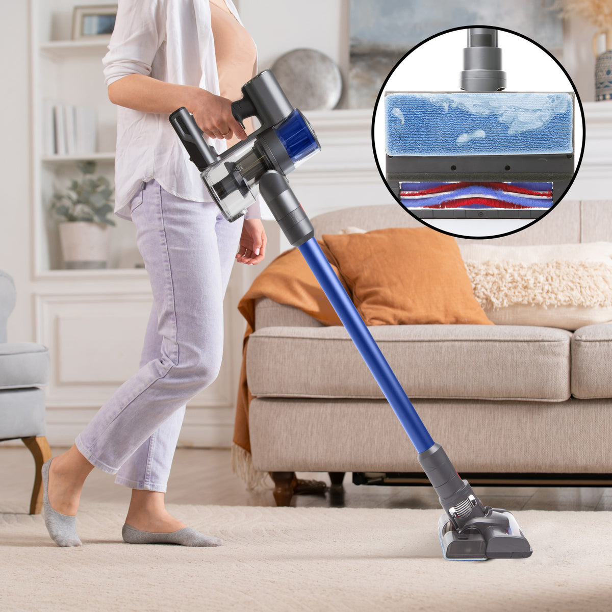 MyGenie H20 PRO Wet Mop 2-IN-1 Cordless Stick Vacuum Cleaner | Handheld Recharge | Blue