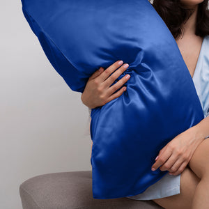 Casa Decor Luxury Satin Pillowcase | Twin Pack | Size | Gift Box | Luxury | Navy Blue