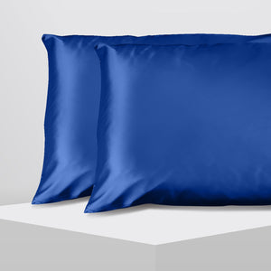 Casa Decor Luxury Satin Pillowcase | Twin Pack | Size | Gift Box | Luxury | Navy Blue