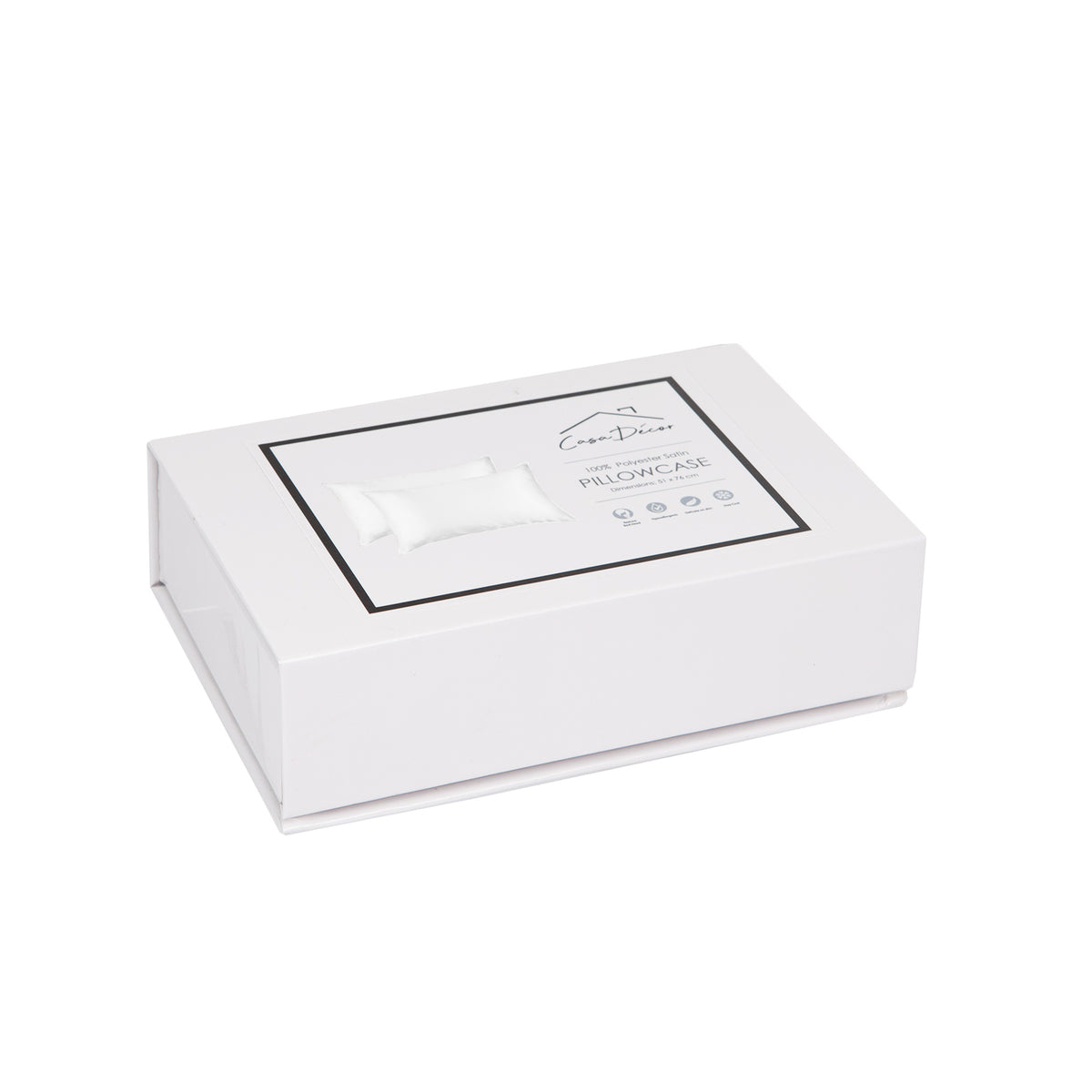 Casa Decor Luxury Satin Pillowcase | Twin Pack | Size | Gift Box | Luxury | White