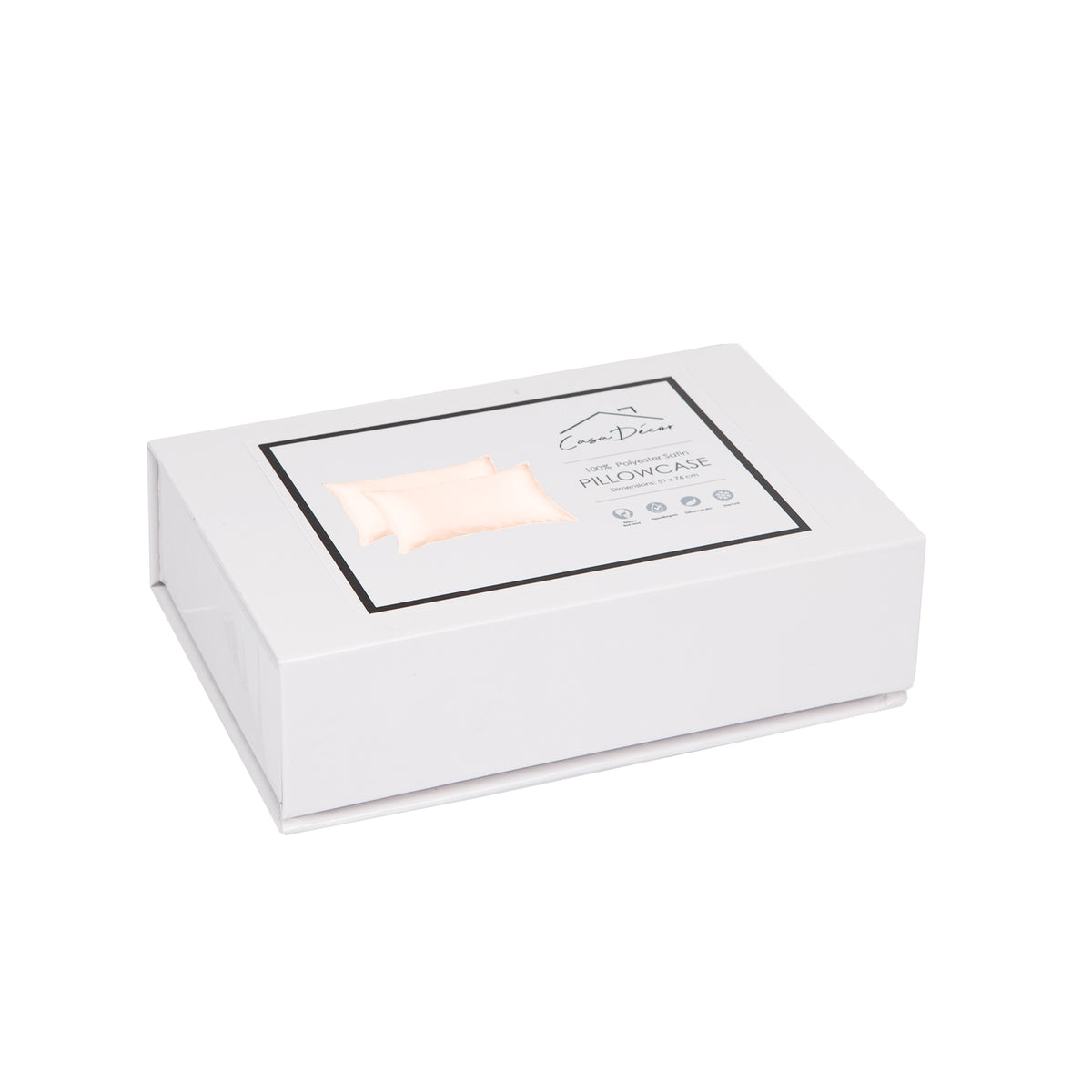 Casa Decor Luxury Satin Pillowcase | Twin Pack | Size | Gift Box | Luxury | Champagne Pink