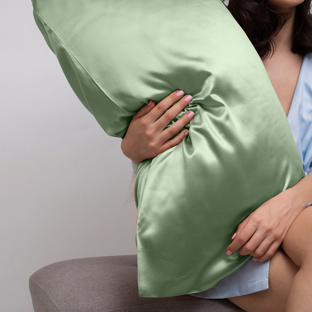 Casa Decor Luxury Satin Pillowcase | Twin Pack | Size | Gift Box | Luxury | Sage Green