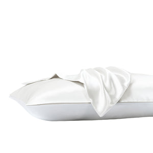 Satin Sheet Set | 3 Piece Fitted Sheet & Pillowcase | Soft | King | White