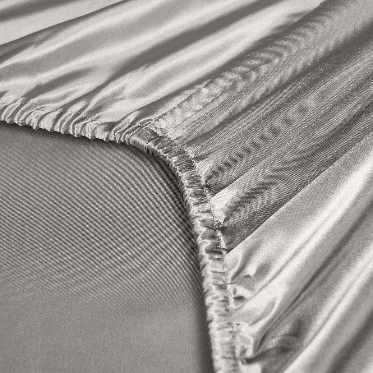 Satin Sheet Set | 3 Piece | Fitted Sheet | Pillowcase | Soft | King | Charcoal
