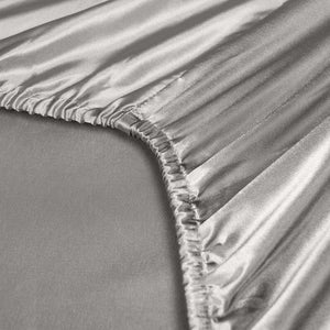 Satin Sheet Set | 3 Piece | Fitted Sheet | Pillowcase | Soft | King | Charcoal