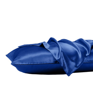 Satin Sheet Set | 3 Piece Fitted Sheet & Pillowcase | Soft | King | Navy Blue