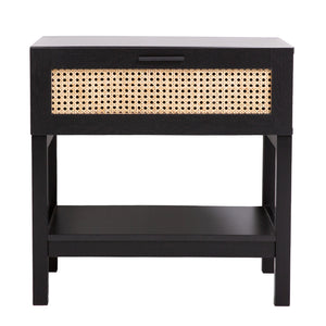 Casa Decor Tulum Rattan Bedside Table | Drawers Table | Nightstand Cabinet | Black