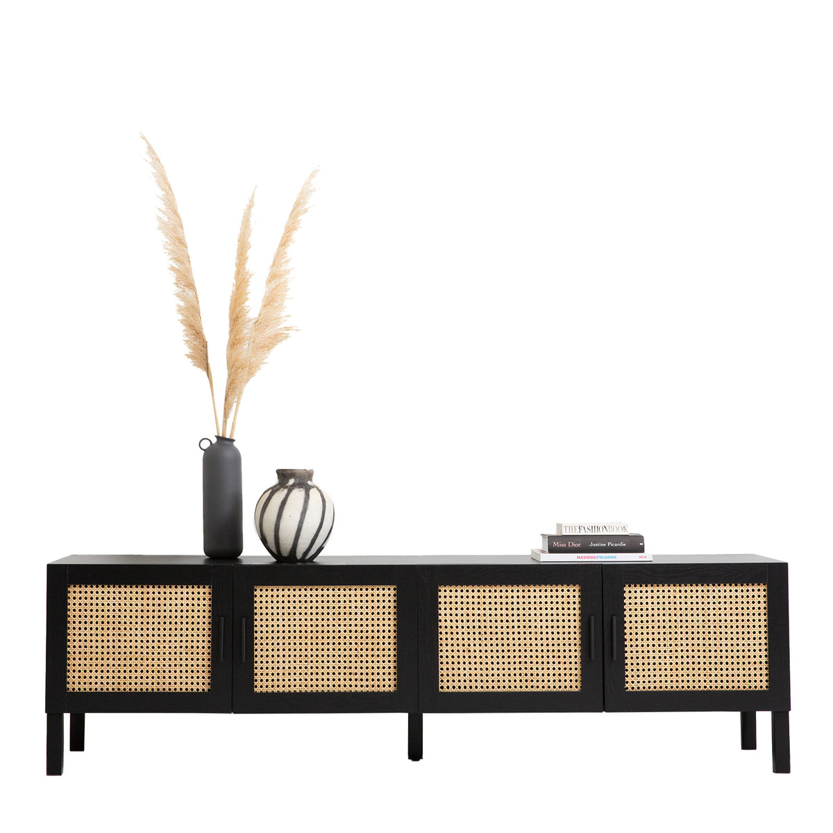 Casa Decor Tulum Rattan Entertainment Unit | TV Stand Cabinet | Storage | Black