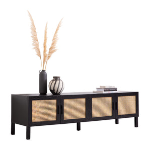 Casa Decor Tulum Rattan Entertainment Unit | TV Stand Cabinet | Storage | Black