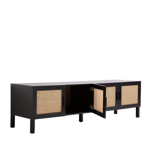 Casa Decor Tulum Rattan Entertainment Unit | TV Stand Cabinet | Storage | Black