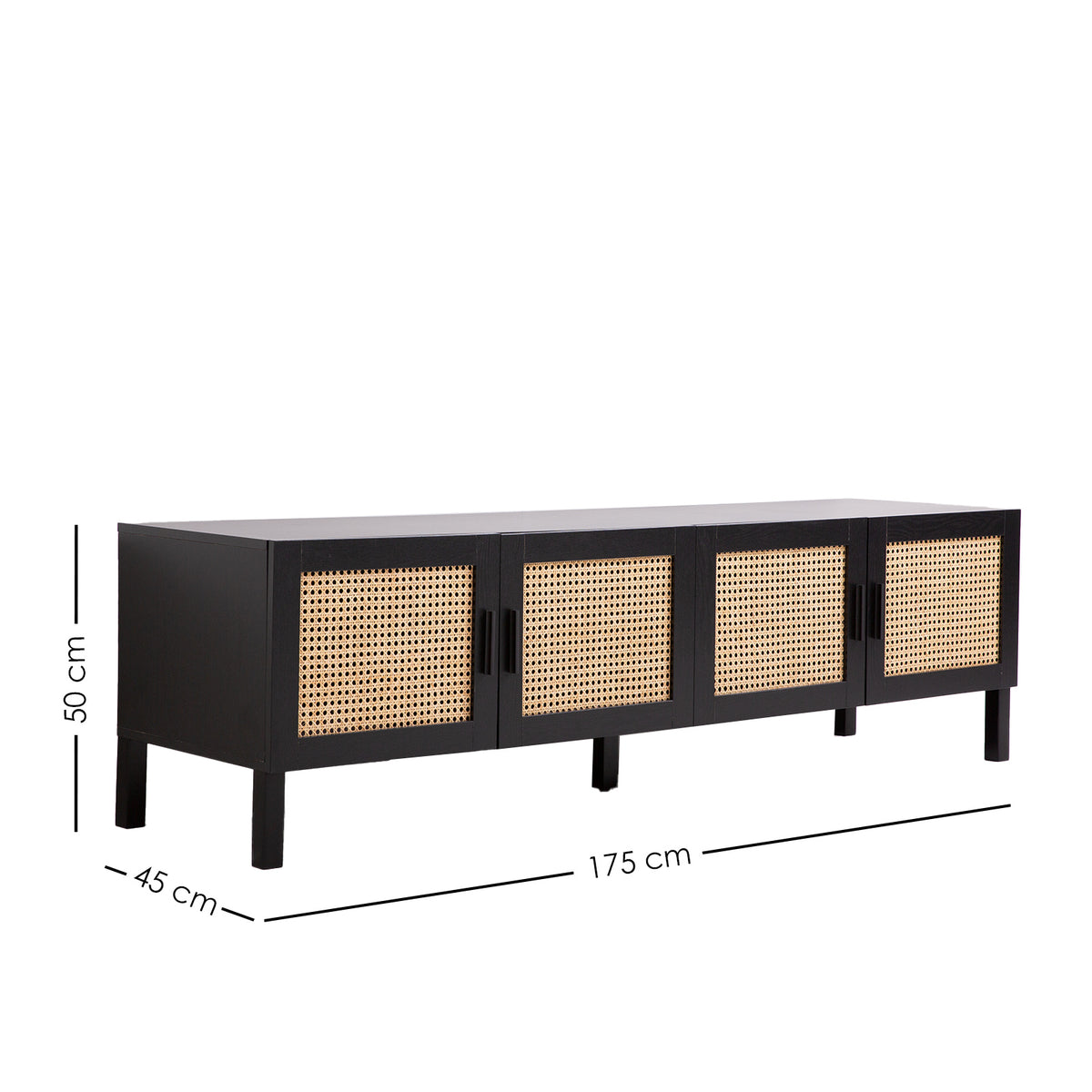 Casa Decor Tulum Rattan Entertainment Unit | TV Stand Cabinet | Storage | Black
