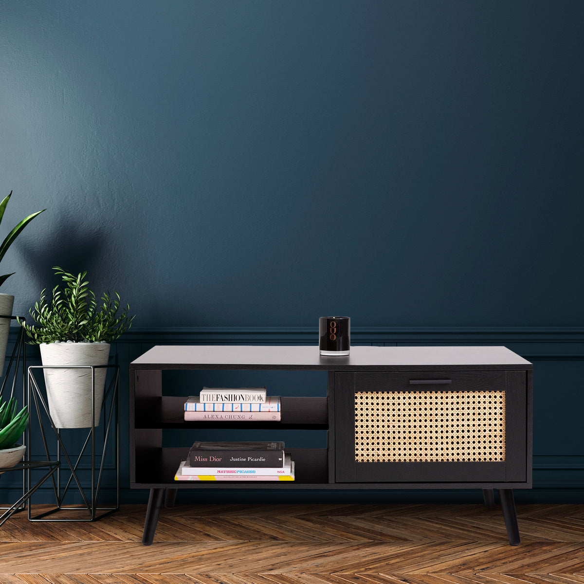 Casa Decor Tulum Rattan Coffee Table | Storage Drawer | Wooden Black