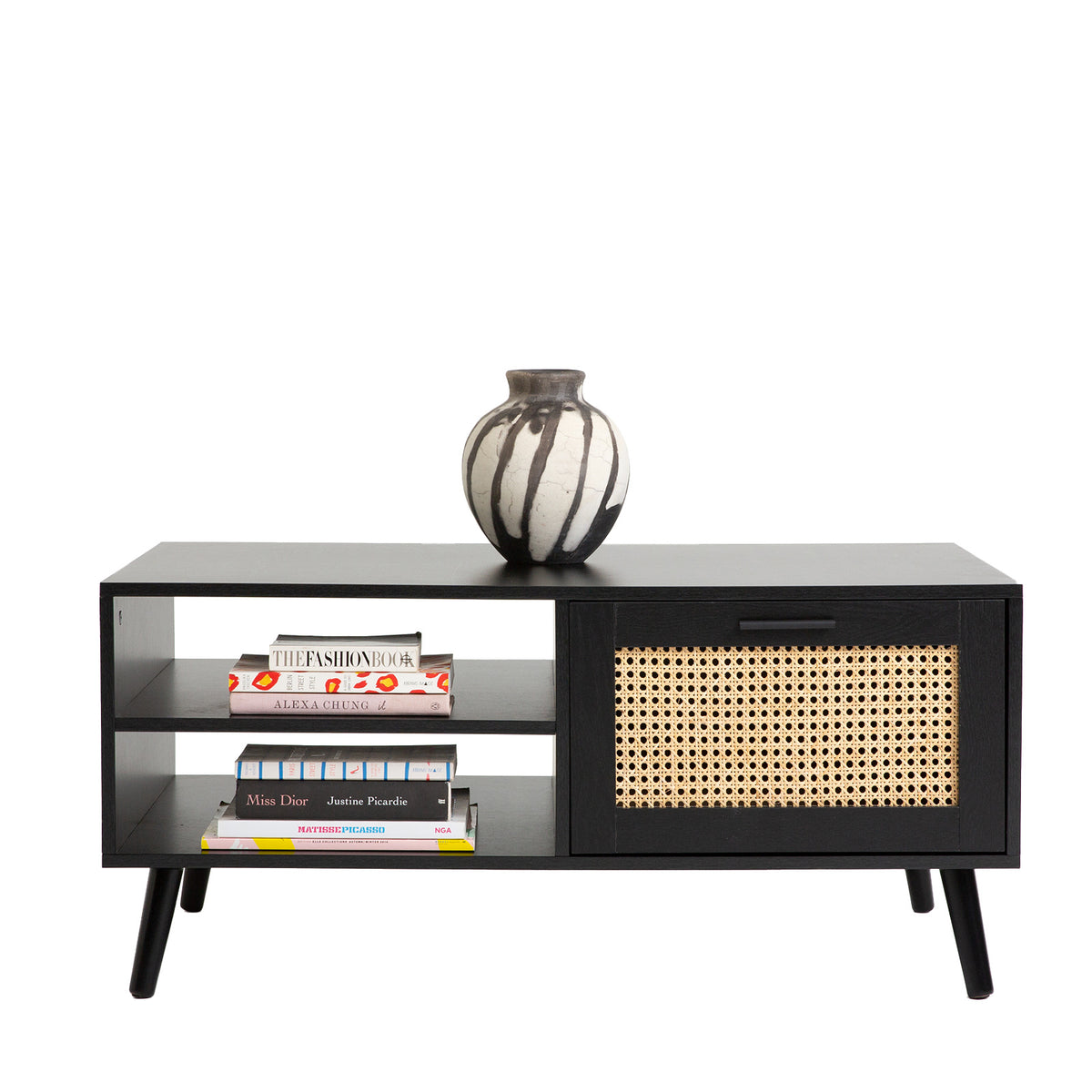 Casa Decor Tulum Rattan Coffee Table | Storage Drawer | Wooden Black