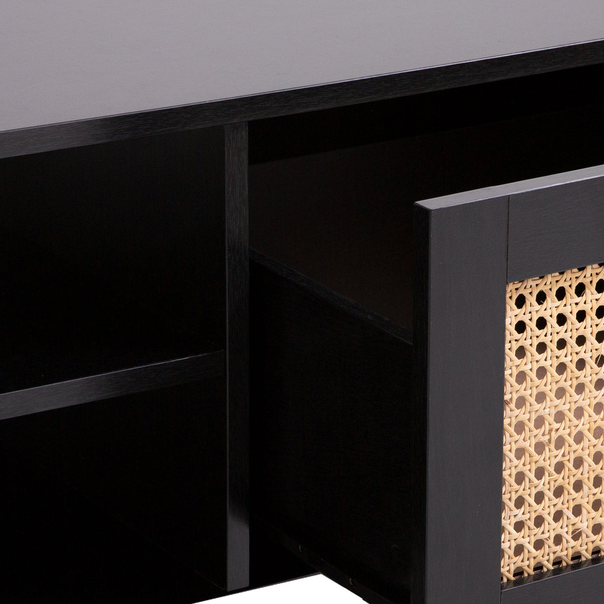 Casa Decor Tulum Rattan Coffee Table | Storage Drawer | Wooden Black