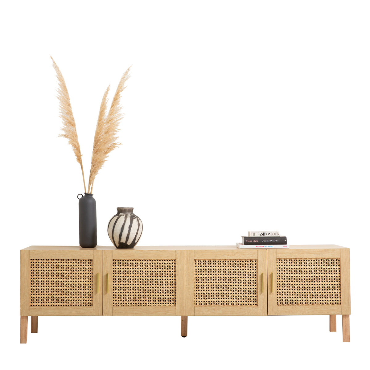 Casa Decor Santiago Rattan Entertainment Unit | TV Stand Cabinet | Storage | Oak