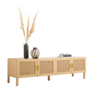 Casa Decor Santiago Rattan Entertainment Unit | TV Stand Cabinet | Storage | Oak