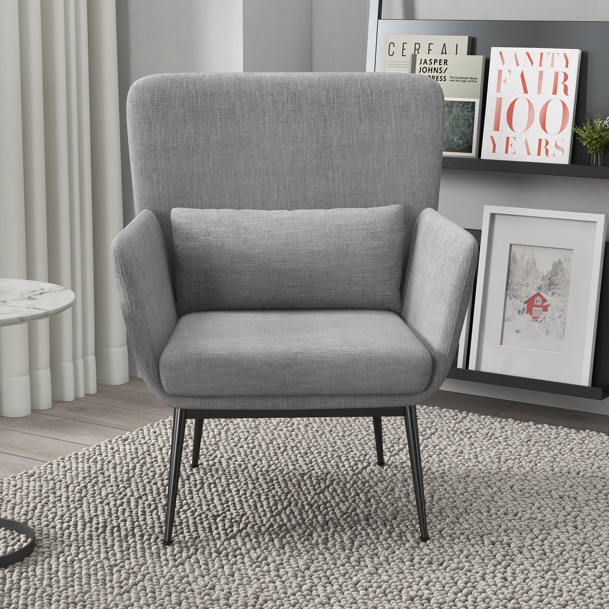 Casa Decor Cora Accent Chair | Occasional Fabric | Luxury Upholstered | Light Grey