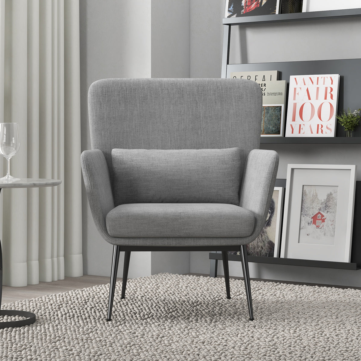 Casa Decor Cora Accent Chair | Occasional Fabric | Luxury Upholstered | Light Grey
