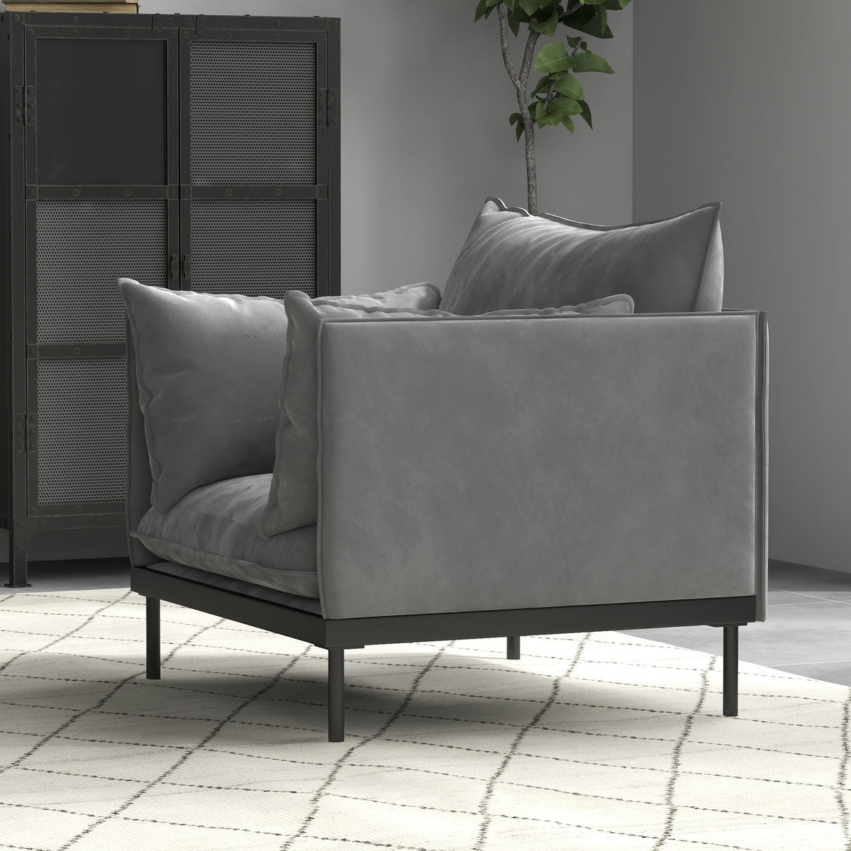 Casa Decor Camilla Luxury Upholstered | 1 Seater Sofa Armchair | Light Grey