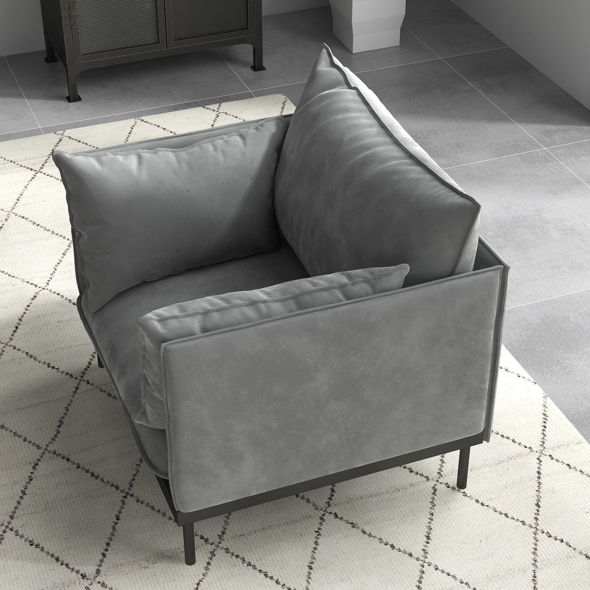 Casa Decor Camilla Luxury Upholstered | 1 Seater Sofa Armchair | Light Grey