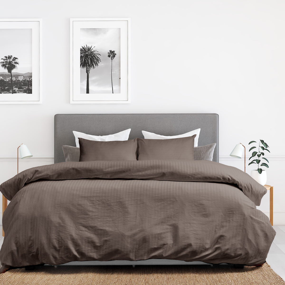 Kensington 1200 Thread Count 100% Cotton Stripe Quilt Cover Set | King | Charcoal