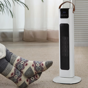 Pursonic Electric Ceramic Tower Heater | Oscillating | Remote Control | Portable | White