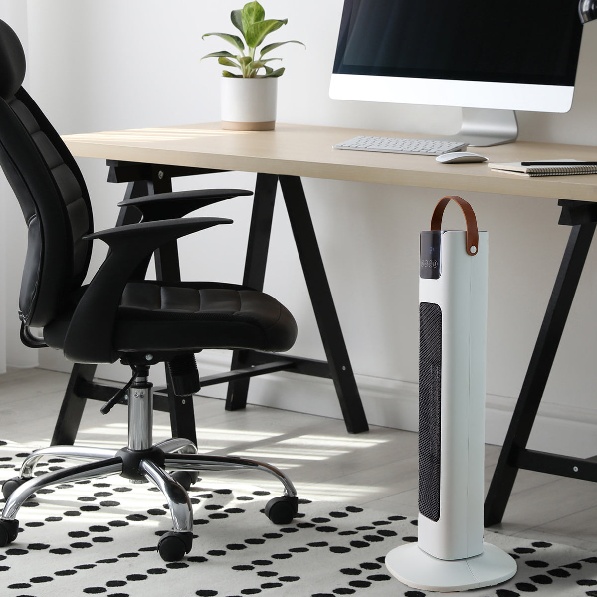 Pursonic Electric Ceramic Tower Heater | Oscillating | Remote Control | Portable | White