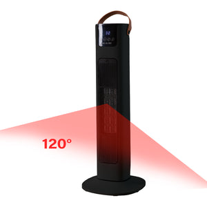 Pursonic Electric Ceramic Tower Heater | Portable | Oscillating | Remote Control | Black