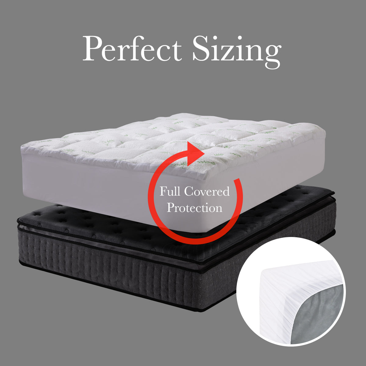1000GSM Luxury Bamboo Covered Mattress Topper Ball Fibre Gusset | Single | White