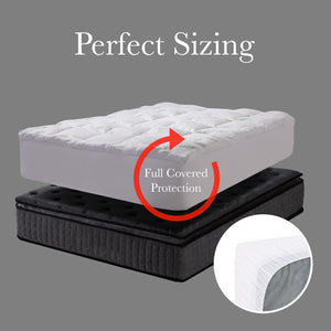 1000GSM Luxury Bamboo Covered Mattress Topper Ball Fibre Gusset | Single | White