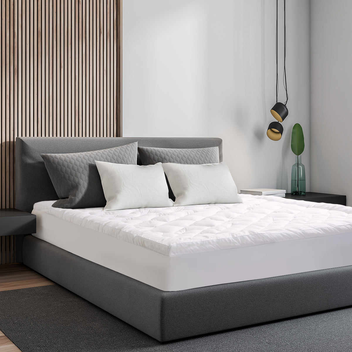 1200GSM Deluxe 7-Zone Mattress Topper | Luxury Gusset | Breathable | Queen | White