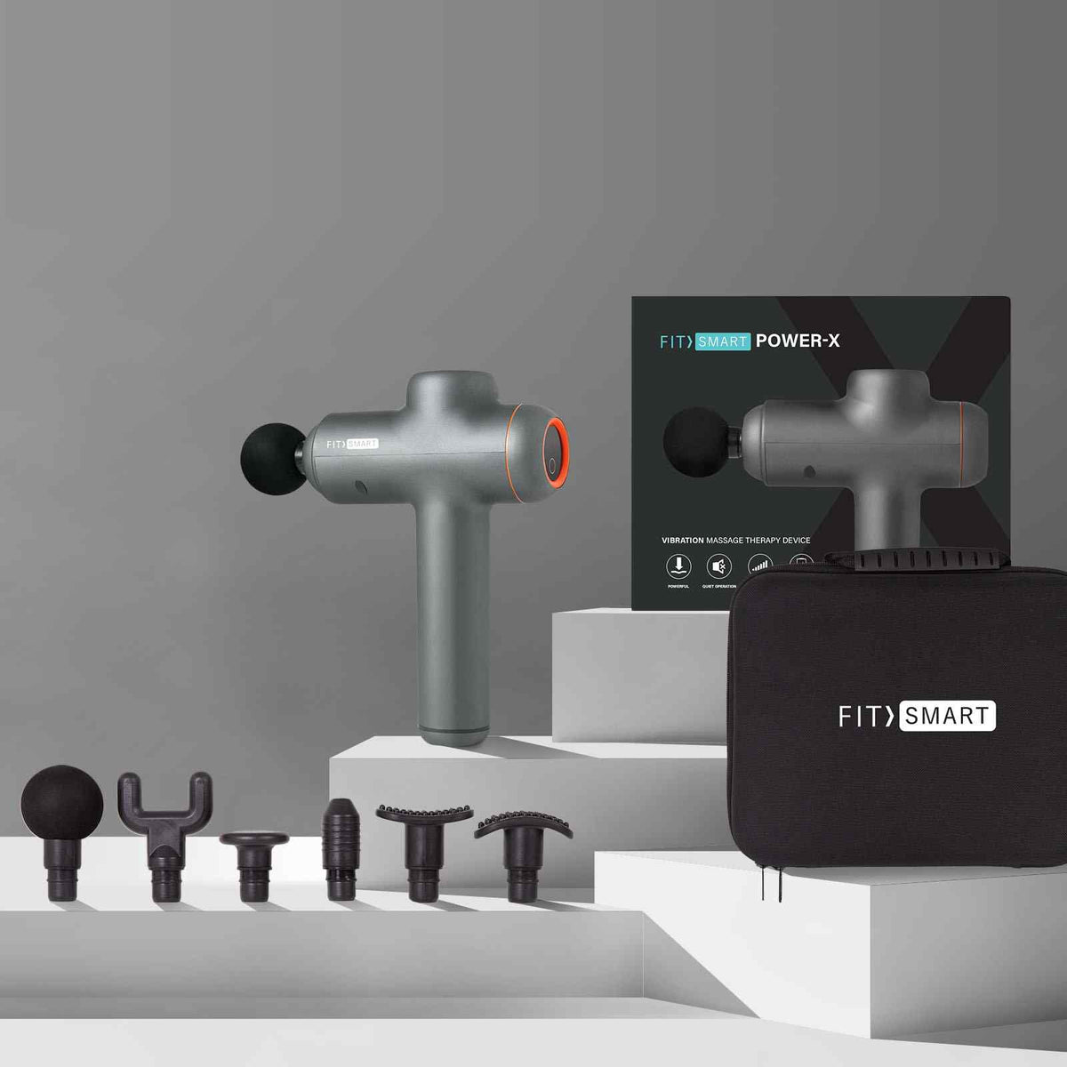 FitSmart LED Touch Screen POWER-X Vibration Therapy Device | Massage Gun | Grey
