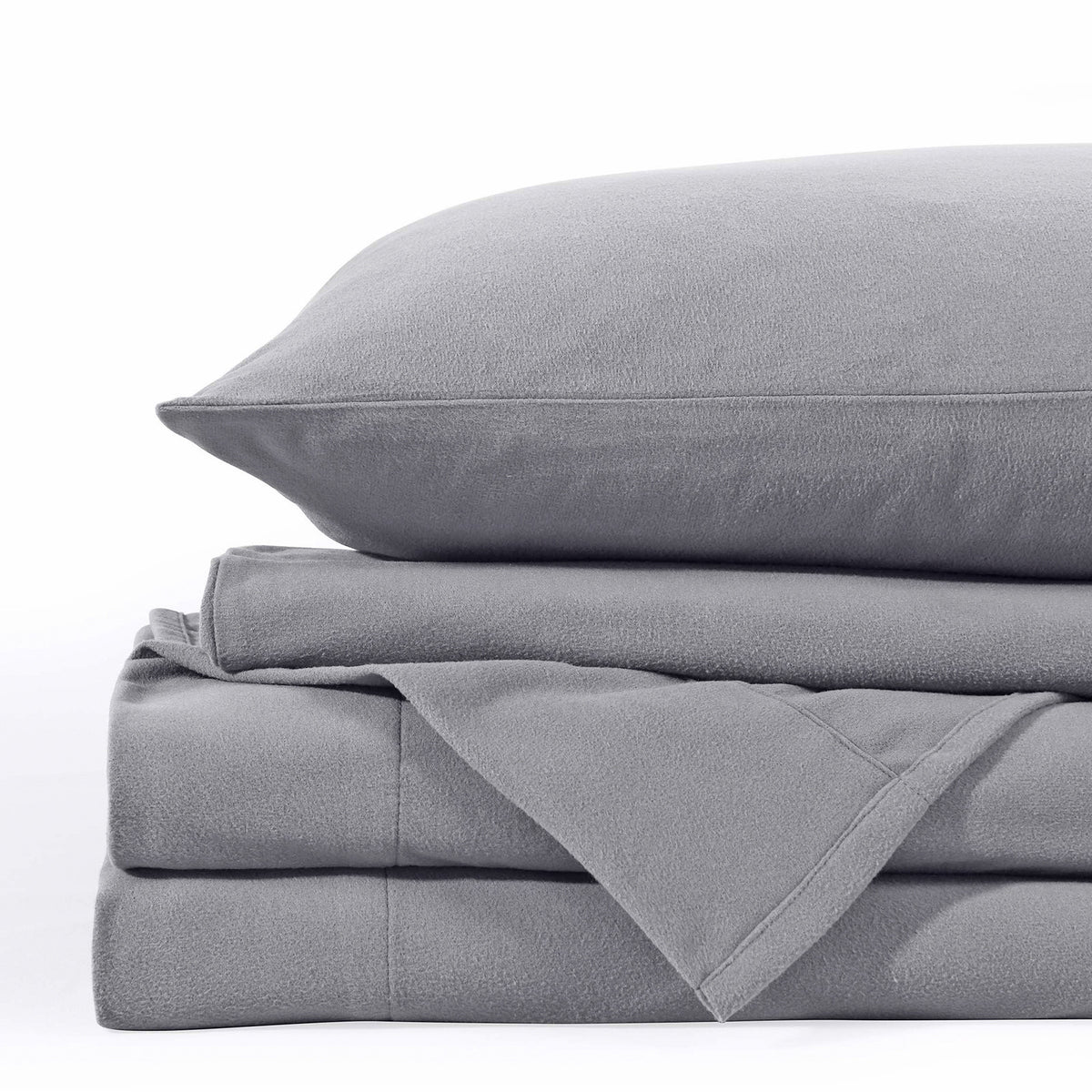 Polar Fleece Flannel Sheet Set | Ultra Soft Plush Cozy | Single | Grey