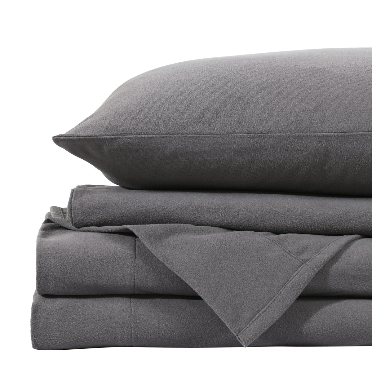 Polar Fleece Flannel Sheet Set | Ultra Soft Plush Cozy | Single | Charcoal