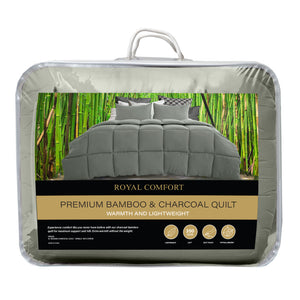 350GSM Charcoal Bamboo Quilt | Luxury Bedding | Duvet | All Seasons | Single | Charcoal