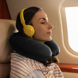 Decor Memory Foam Travel Neck Pillow | Clip Cushion Support | Soft | Black