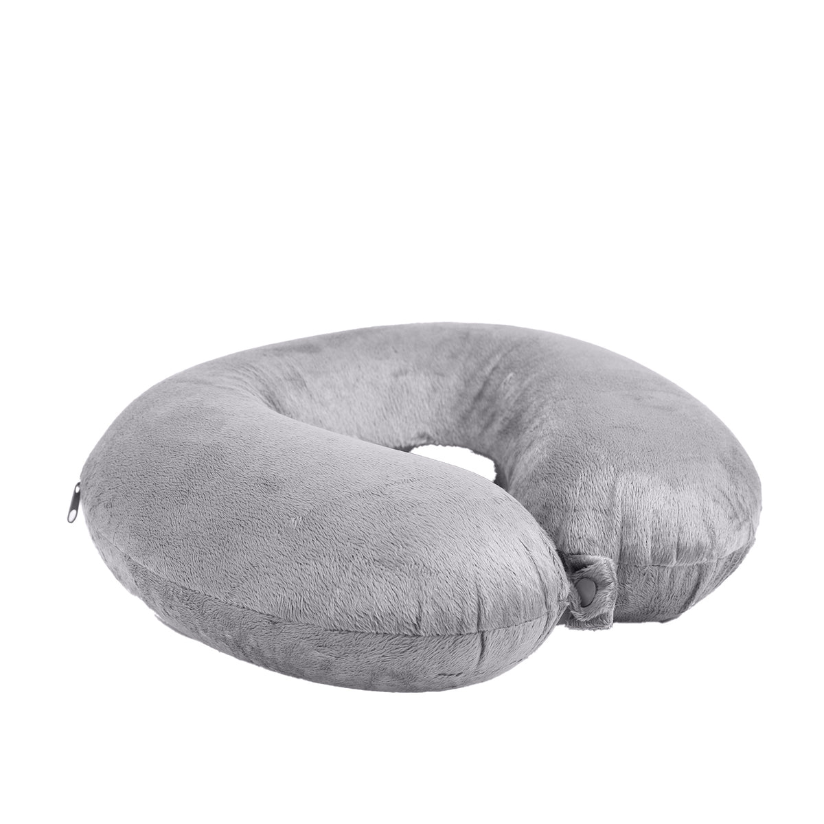 Decor Memory Foam Travel Neck Pillow | Clip Cushion Support | Soft | Grey