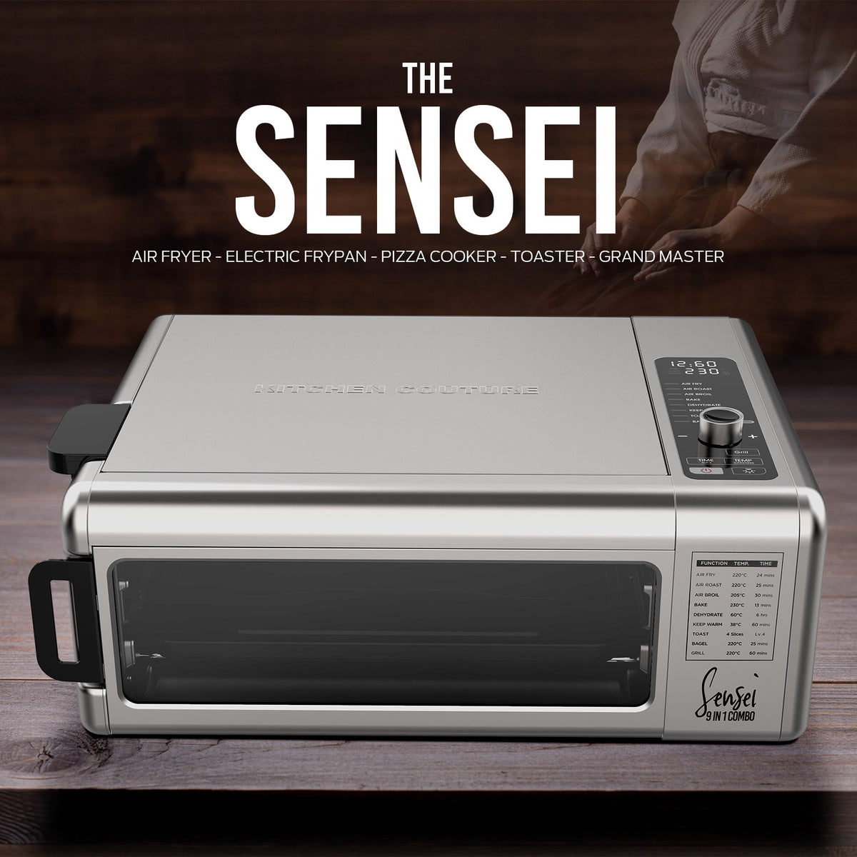 Kitchen Couture 9-In-1 Sensei XL Flip Air Fryer Oven Grill | Stainless Steel