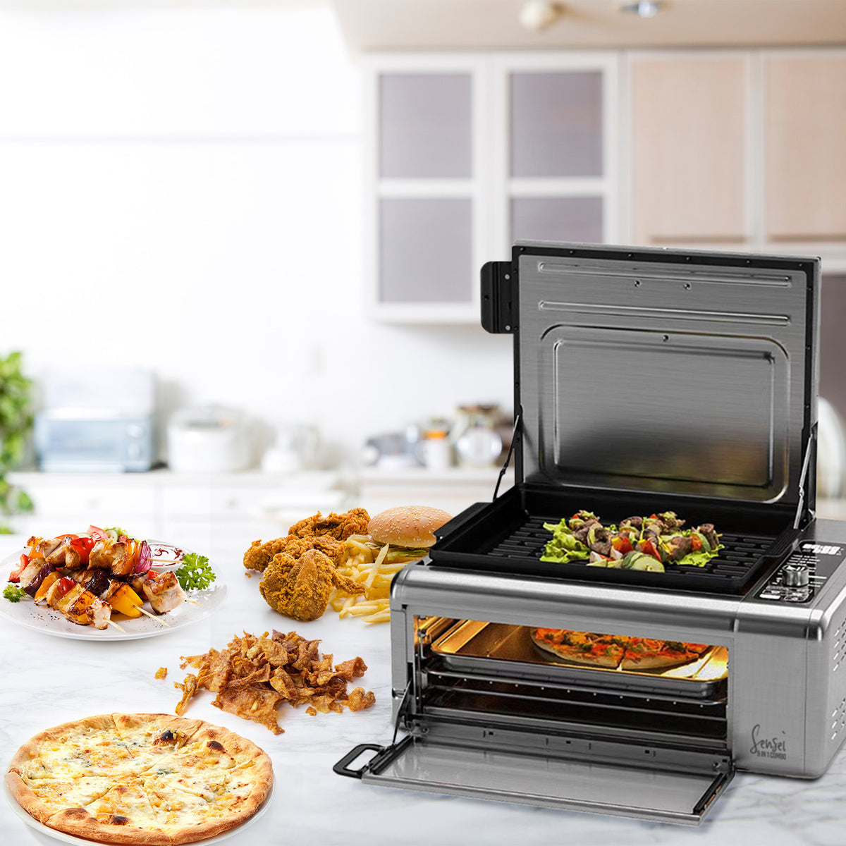 Kitchen Couture 9-In-1 Sensei XL Flip Air Fryer Oven Grill | Stainless Steel