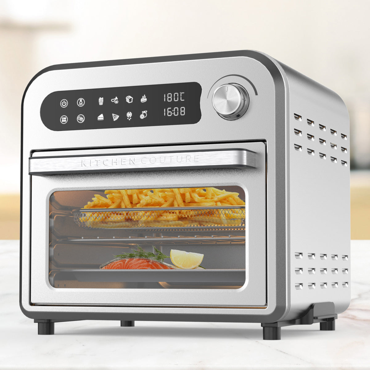 Kitchen Couture 10 Litre Compact Air Fryer Oven | Oil-Free Cooking | Silver