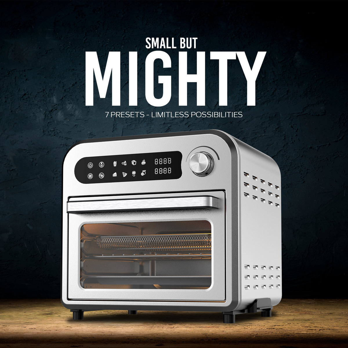 Kitchen Couture 10 Litre Compact Air Fryer Oven | Oil-Free Cooking | Silver