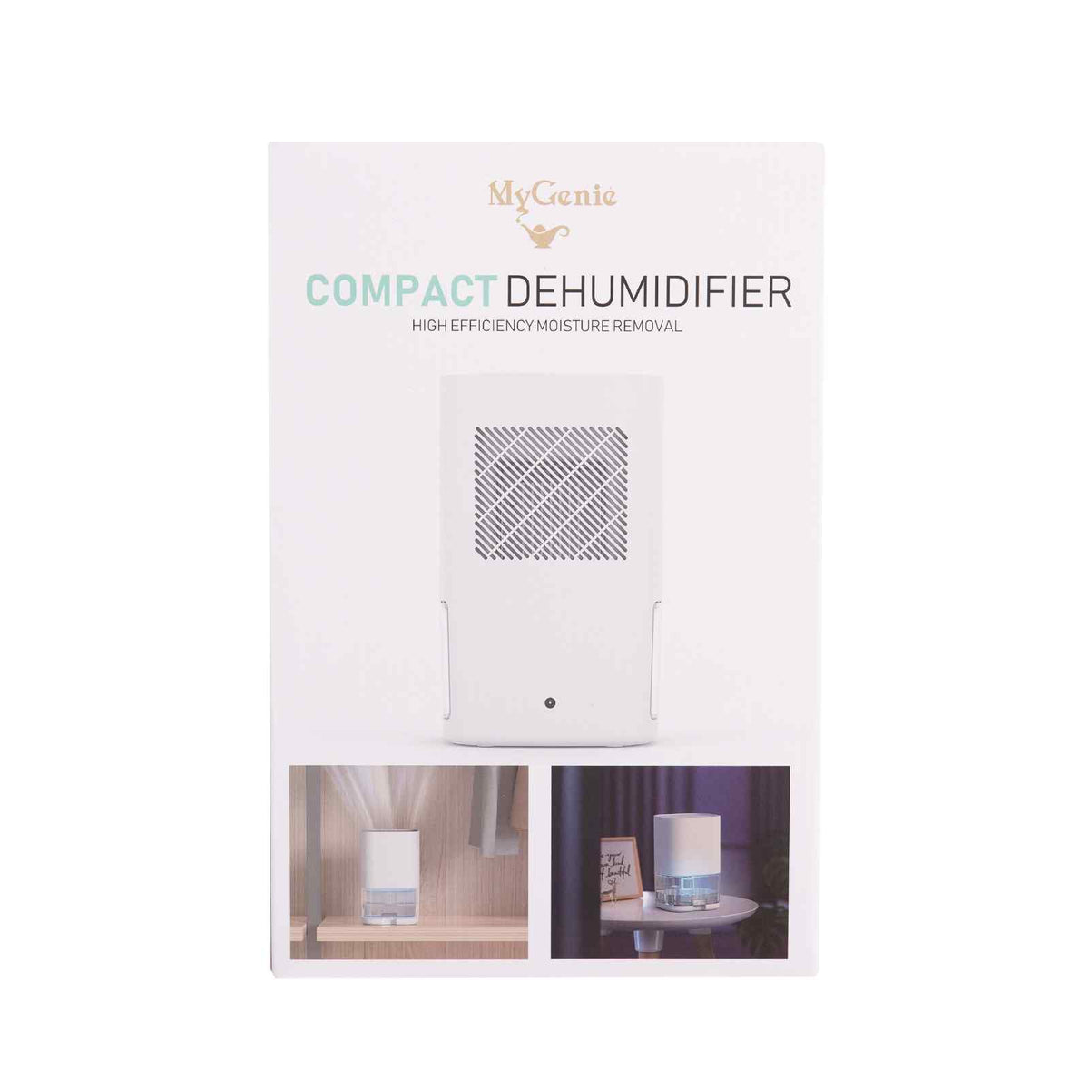MyGenie Compact Dehumidifier | LED Lights | 1 Litre | Portable Stylish Design | White