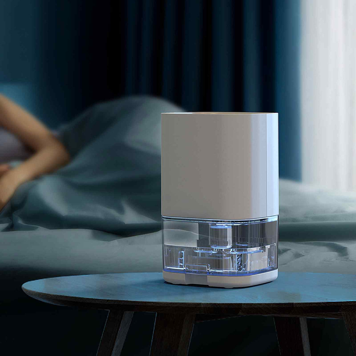 MyGenie Compact Dehumidifier | LED Lights | 1 Litre | Portable Stylish Design | White