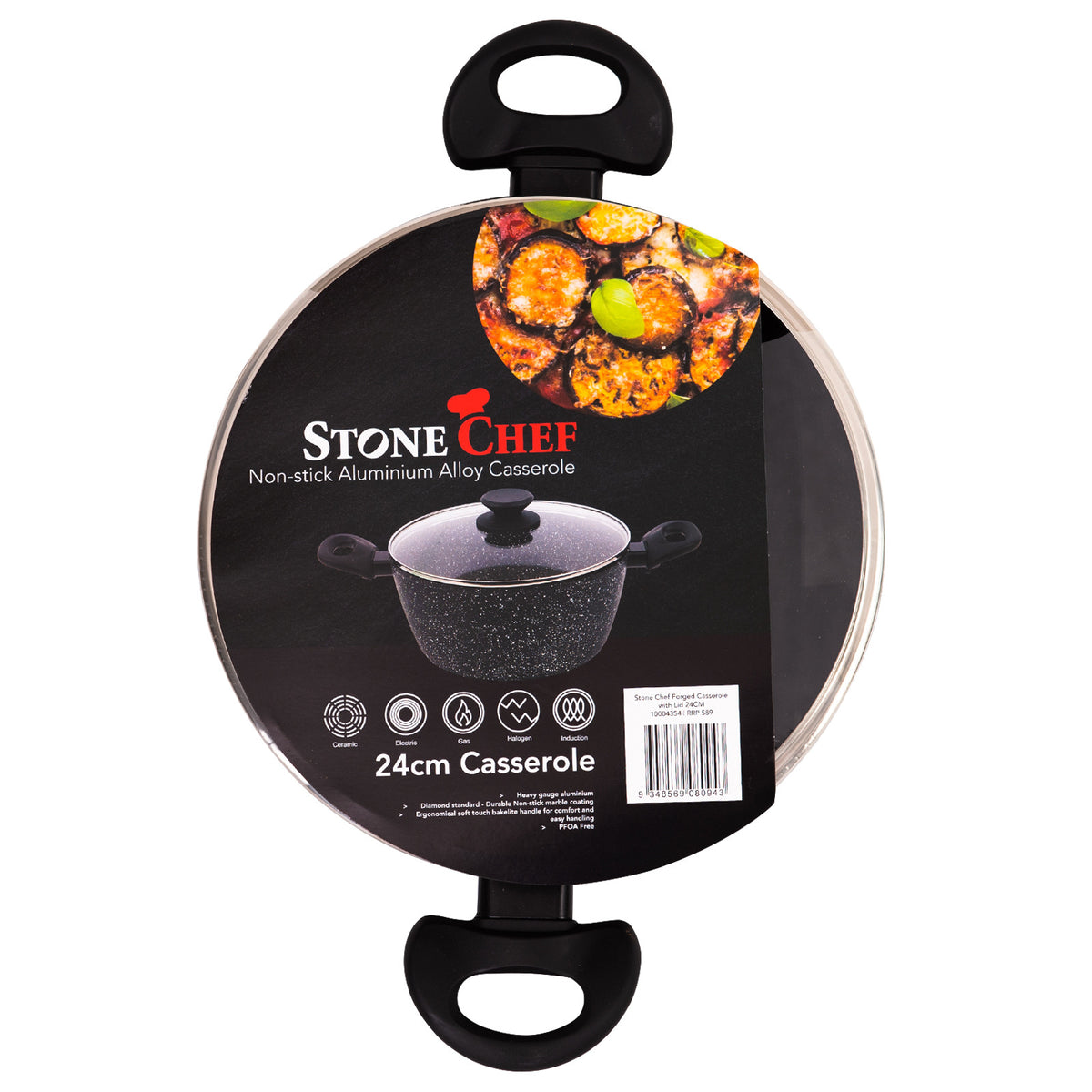 Stone Chef Forged Casserole With Lid | Cookware | Kitchen | Black | 24cm