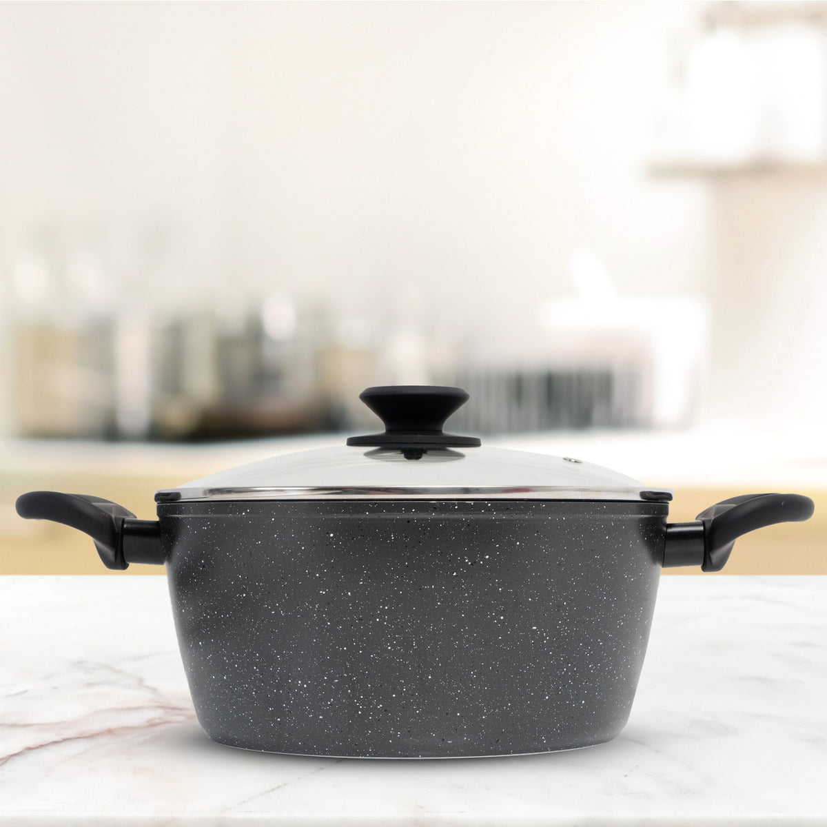 Stone Chef Forged Casserole With Lid | Cookware | Kitchen | Black | 24cm