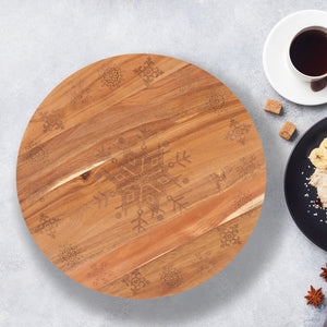 Bread and Butter 18 Inch Wooden Lazy Susan Tray | Wood Snowflake