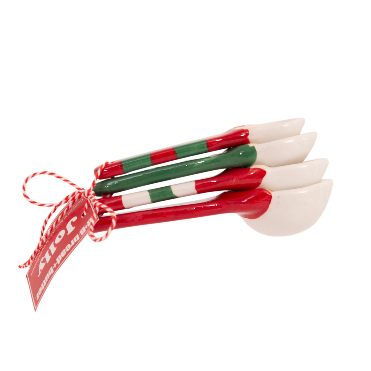 Bread and Butter Gnome Measuring Spoons | 4 Pack | Green/ Red/ White